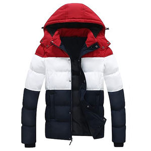 Veste matelassée lourde pour hommes Manteau d'hiver à capuche détachable résistant à l'eau Résistance au vent Service OEM Coque en nylon lavée à l'avant - Product Image 1