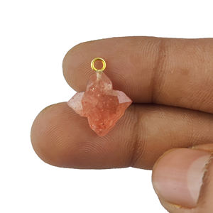 Colgante de trébol facetado de cuarzo de fresa, GEMA de Plata de Ley 925, abalorio de piedras preciosas para fabricación de collar y pendientes - Product Image 4