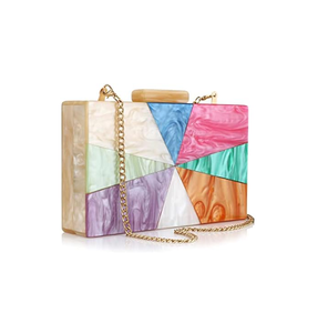 กระเป๋าถือคลัทช์เรซิ่นสำหรับเด็กผู้หญิงของขวัญแต่งงานงานปาร์ตี้คลัทช์มือพร้อมโซ่ทองเหลืองดีไซน์โซ่ตกแต่ง - Product Image 5