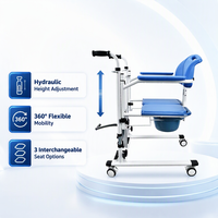 Chaise de transfert hydraulique pour patients |   Aide au transfert 3-en-1 pour douche et toilettes avec rotation à 360° °   Roulettes pivotantes