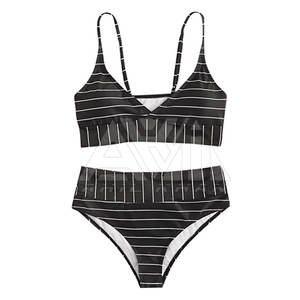 Conjunto de Bikini a Rayas para Mujer, Traje de Baño de Dos Piezas, Ropa de Playa, Logotipo Personalizado OEM ODM - Product Image 1