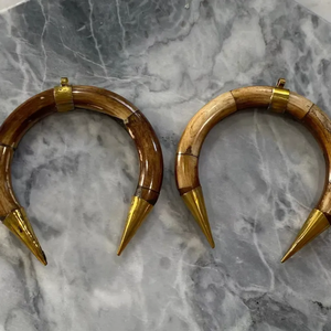 Collar hecho a mano, colgante de colmillo de hueso, colgante de hueso de buey, Real hueso de búfalo, blanco y marrón de la India por glowin fashion - Product Image 3