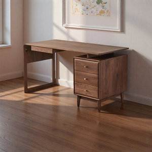 Warm Brown Solid Wood Rectangle Writing <b>Desk</b> Spacious Natural-Grain Work Surface Stable Computer <b>Desk</b> with 1-Year Warranty - Product Image 1