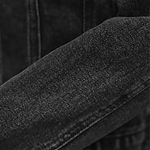 Custom Men's Long Thin Denim <b>Jackets</b> Stand Collar Front <b>Rhinestone</b> Embellishments-Breathable Outdoor Windproof High Street Style - Product Image 6