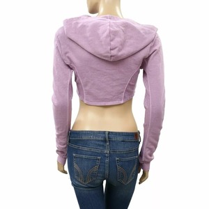 Sudadera corta clásica con cremallera completa para mujer 55% algodón 45% Spandex estilo hombro caído de gran tamaño recortado ajuste ligero estampado de punto - Product Image 5