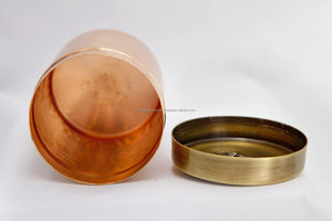 Pot en cuivre pur martelé avec couvercle en laiton récipient en métal pour votre cuisine salle de bain bureau ou école stockage boules de coton ou qtip - Product Image 5