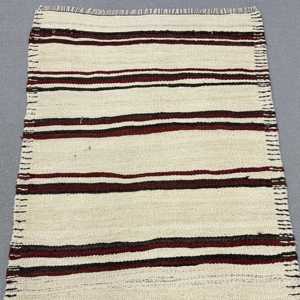 Vintage Turkish Rug, 2.6x10.2 ft <b>Runner</b> Rug, <b>Red</b> White Southwestern Rug - Product Image 5