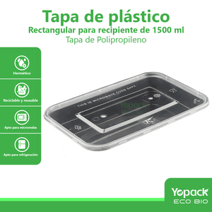 Tapa plana rettangolare de PP para recipientes de 1500 ml, paquete de 150 piezas, invios desde Mexico - Product Image 2