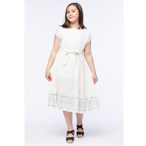 Vente en gros de robe d'été pour filles avec manches courtes, style décontracté, robe d'été imprimée au genou, fabricant OEM/ODM - Product Image 4