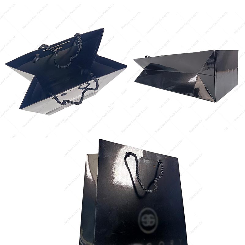 Paper Bag for Boutique Packaging Rope Handle Wholesale Glossy Cardboard Paper Bags With Logo Print