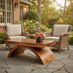 Mesa de Centro de Madera de Suar Sólida y Duradera, Diseño Tropical de Árbol de Lluvia, Forma Única, Mesa con Pedestal, Diseño Interior Moderno, Venta al Por Mayor - Product Image 2