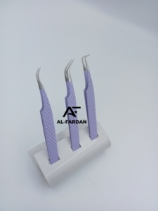 Pince à cils en acier inoxydable japonais violet clair emballage personnalisé 45 90 degrés forte pointe pointue d'extension de cils incurvée - Product Image 5