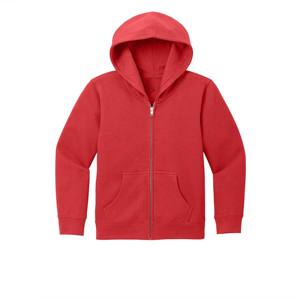 Sudadera con capucha roja de lana con cremallera completa para niños con bolsillos: ligera y transpirable, perfecta para capas en climas fríos - Product Image 1