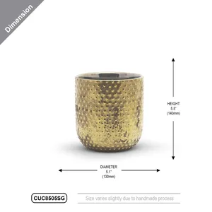 CUC8505SG - Large Antique Gold <b>Ceramic</b> <b>Pot</b> - 5.5 H - Product Image 3