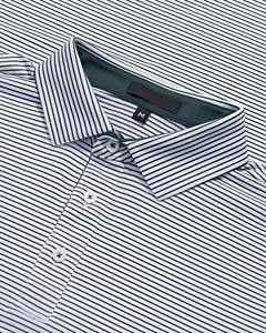 Golf pour hommes de performance intemporelle pour polos tissu spandex en polyester extensible dans les 4 sens à rayures classiques anti-microbiennes au Vietnam - Product Image 1