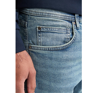 Jean en denim décontracté pour homme de haute qualité, coupe droite ample, taille mi-haute, en coton et élasthanne, délavage clair - Product Image 4