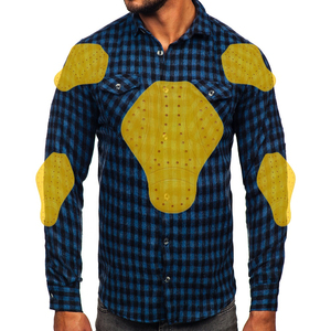 Chemise en flanelle d'extérieur pour hommes en carreaux curry avec empiècements occidentaux fermeture à pression sur le devant et deux poches poitrine - Product Image 4