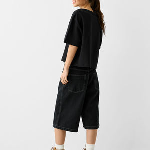 เสื้อครอปสตรีแบบกำหนดเองเสื้อยืดแขนสั้นคอกลมดีไซน์เสื้อคอตตอนสีทึบคอลเลกชันฤดูหนาวเสื้อฤดูร้อน100% - Product Image 2