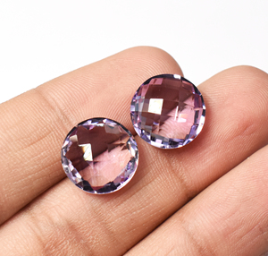 Améthyste naturelle ronde, taille briolette, 15 carats, paires, 14x14x6 mm - Product Image 5