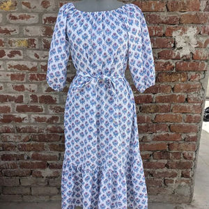 Vestido estampado a mano vestido de gasa de algodón indio vestido Boho hippy floral Boho - Product Image 1