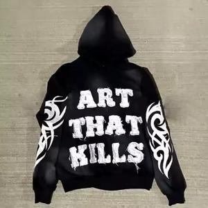 Conjunto de chándal desgastado para hombre, chándal de manga larga, chándal de 2 piezas, chándal de dos piezas con estampado de manga larga - Product Image 4