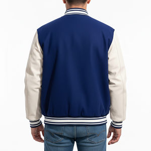 Vestes universitaires pour hommes de qualité supérieure, 100% laine, manches en toile, imperméables, coupe-vent, vêtements d'hiver, style urbain - Product Image 2