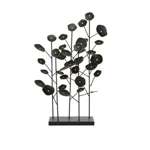 Escultura DE FLOR DE Metal negro audaz Centro de mesa de lujo Acento decorativo artístico para interiores elegantes modernos - Product Image 1