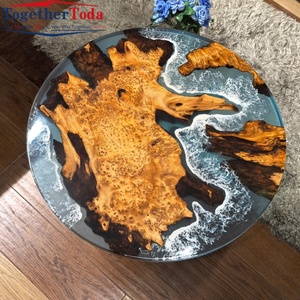 Table de salle à manger ou table basse en bois de noyer américain avec résine époxy, pour la décoration de la maison et du salon - Product Image 2