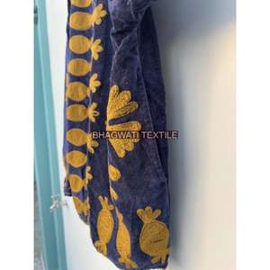 Best Selling <b>Women's</b> Short Winter Jacket Handmade Suzani Embroidery <b>Velvet</b> Quilted Free Size Party Wear Stripe Decoration Cotton - Product Image 4