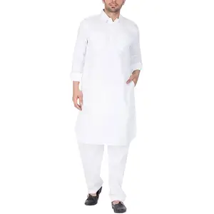 Shalwar kameez – robe de couleur blanche pour hommes, vêtements islamiques, Design brodé, de qualité