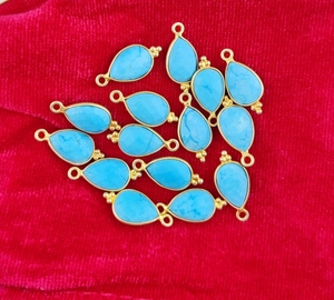 Pierres précieuses turquoises en forme de poire, Vermeil doré en argent Sterling 925, ensemble de lunette fantaisie, pendentif en pierre de naissance, pendentif en argent - Product Image 4