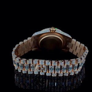 Reloj de Lujo para Hombre, de Alta Calidad, Solo en Oro Blanco, Esfera Marrón Romana, Original, Personalizado, con Diamantes Moissanite, Estilo Hip Hop - Product Image 4