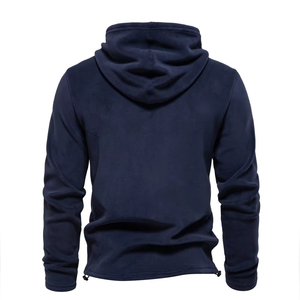 2026 Custom Men's Autumn Distressed Hoodie Waterproof 100% Polyester Cross-Border Warm Solid Pattern Zipper for Winter Season - Product Image 2
