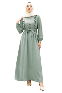 Vestido musulmán Abaya de Dubái para mujer, caftán Burqa de diseño a la moda, de Color sólido Abayas, venta al por mayor - Product Image 2