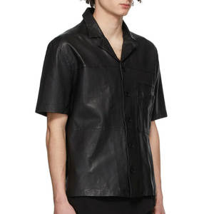 Chemises en cuir décontractées pour hommes, manches courtes, meilleur design, avec logo personnalisé, design personnalisé, vente chaude, service OEM pour la vente en ligne - Product Image 4