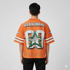 เสื้อเจอร์ซีย์อเมริกันฟุตบอลทรงครอป คอวี ผ้าตาข่ายขนาดใหญ่ สไตล์วินเทจ ผลิตตามสั่งสำหรับผู้ชาย - Product Image 3