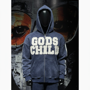 Ensemble survêtement personnalisé pour homme, style streetwear, avec impression 3D en relief, sweat à capuche et pantalon de jogging, ourlet brut, coupe graphique - Product Image 3