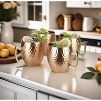 Ensemble de tasses et de mugs en cuivre pur de qualité supérieure, idéal pour servir du jus, du café, du lait, de l'eau, procure une impression de luxe aux invités