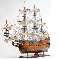T021 - Maquette de bateau Fairfax en cèdre peinte à la main, style nautique, autoportante, du Vietnam, marque OMH, décoration d'intérieur, cadeau, 87x29x80 cm