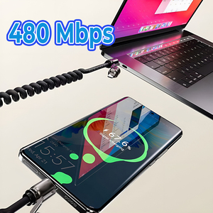 Cavo USB a Tipo C a Spirale per Auto da 240W, Ricarica Rapida, Nuovo di Zecca per Telefoni Cellulari, Uscita DC - Product Image 6