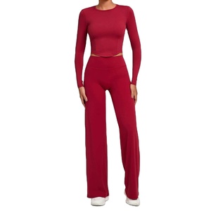 Women's Active Wear Workout Leggings High Waist Spandex Quick Dry Breathable Custom Logo Gym Fitness Set - Product Image 1