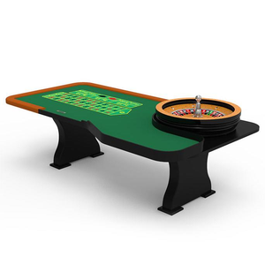 Table de poker de jeu de roue en bois de roulette de haute qualité avec accoudoir en cuir à base de bois - Product Image 4