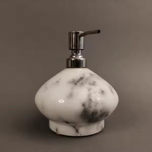 Distributeur de savon en marbre noir brillant bouteille de pompe liquide à main en pierre véritable italienne pour accessoires de salle de bain décoratifs pour la maison - Product Image 2