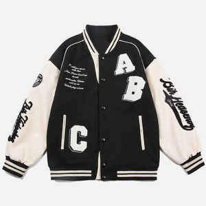 Custom Embroidery Letterman Varsity Crop <b>Jacket</b> for Men Women New Design Stylish Genuine Leather Sleeves Winter Canvas <b>Jacket</b> - Product Image 1