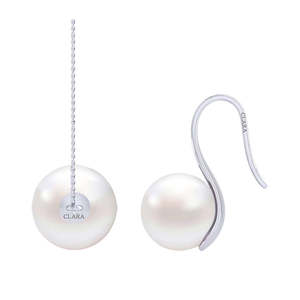 Ensemble de boucles d'oreilles pendantes classiques en argent sterling 92,5 avec perle et chaîne, bijoux élégants et raffinés, cadeau pour femmes et filles - Product Image 4