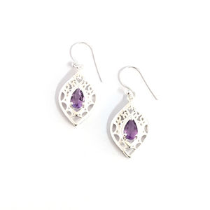 18K Gold Plated Amethyst Drop <b>Earrings</b> with Freshwater Pearl <b>Cute</b> Water Drop Shape for Weddings and Parties (5.6 Gram) - Product Image 1