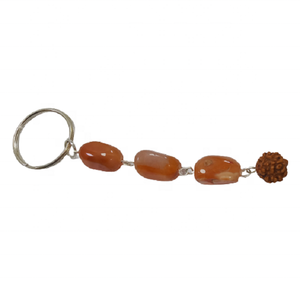 Pierre naturelle rouge cornaline Cube quartz Rudraksha porte-clés guérison pierre précieuse cristal porte-clés guérison grossiste - Product Image 5