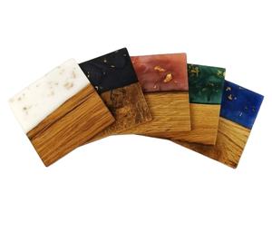 Directly Manufactured Modern Epoxy Resin Coasters High Quality Customizable <b>Square</b> Wood Coaster Set Angel Serving Base Holder - Product Image 3