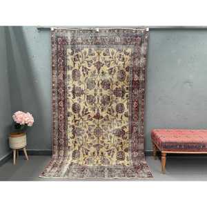 พรมวินเทจตุรกีขนาด 4.6x7.7 ฟุต พรมปูพื้น พรมลายจุดสีแดง - Product Image 1