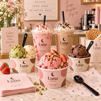 Gobelets à glace artisanale personnalisés AT PACK avec logo |   Bols, cuillères et fournitures à emporter de qualité supérieure pour les cafés et les gelaterie